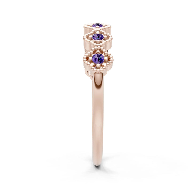 Dainty Floral Cluster 7-Stone Half Band – Round