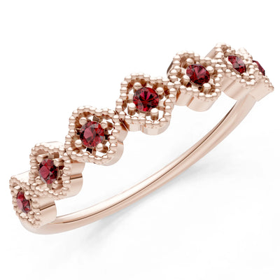 Dainty Floral Cluster 7-Stone Half Band – Round