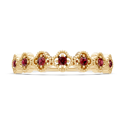 Dainty Floral Cluster 7-Stone Half Band – Round