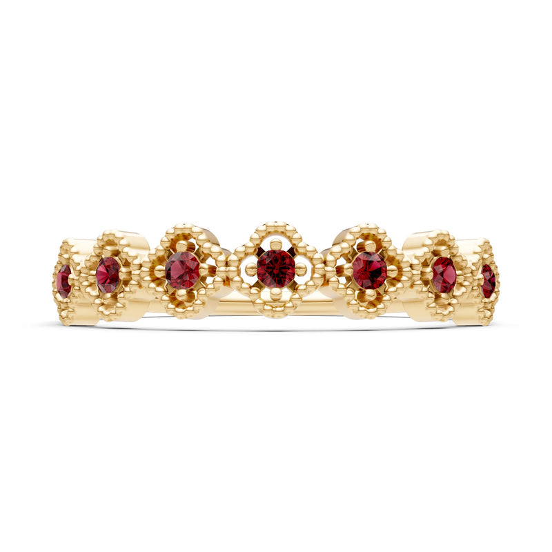 Dainty Floral Cluster 7-Stone Half Band – Round