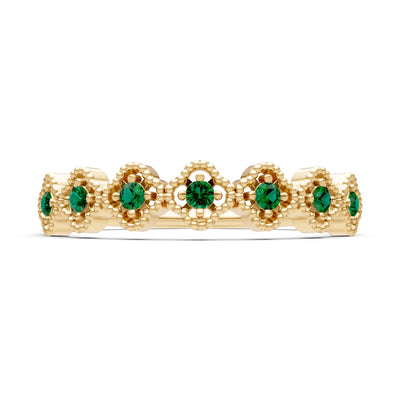 Dainty Floral Cluster 7-Stone Half Band – Round