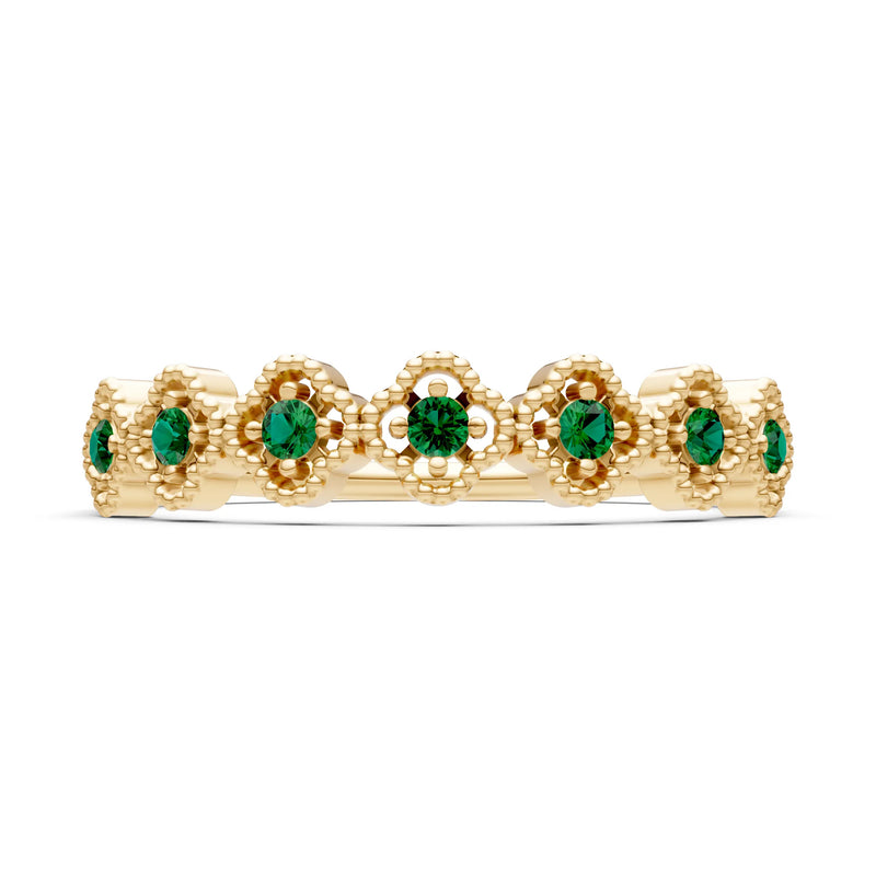 Dainty Floral Cluster 7-Stone Half Band – Round