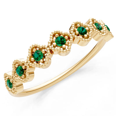 Dainty Floral Cluster 7-Stone Half Band – Round