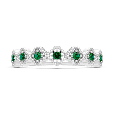 Dainty Floral Cluster 7-Stone Half Band – Round