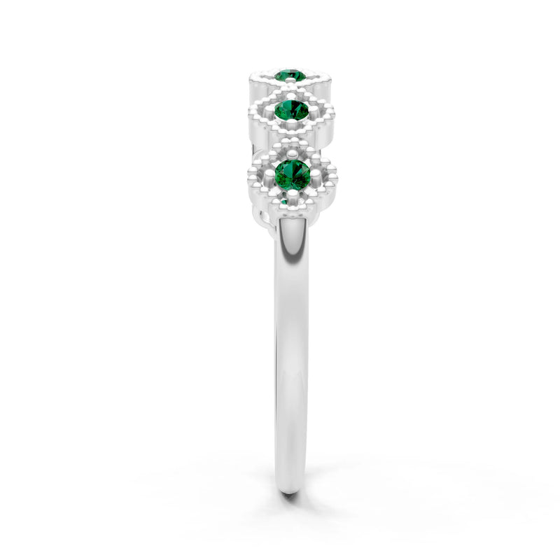 Dainty Floral Cluster 7-Stone Half Band – Round