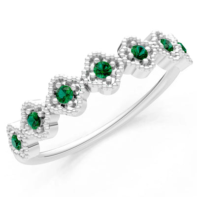 Dainty Floral Cluster 7-Stone Half Band – Round