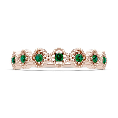 Dainty Floral Cluster 7-Stone Half Band – Round