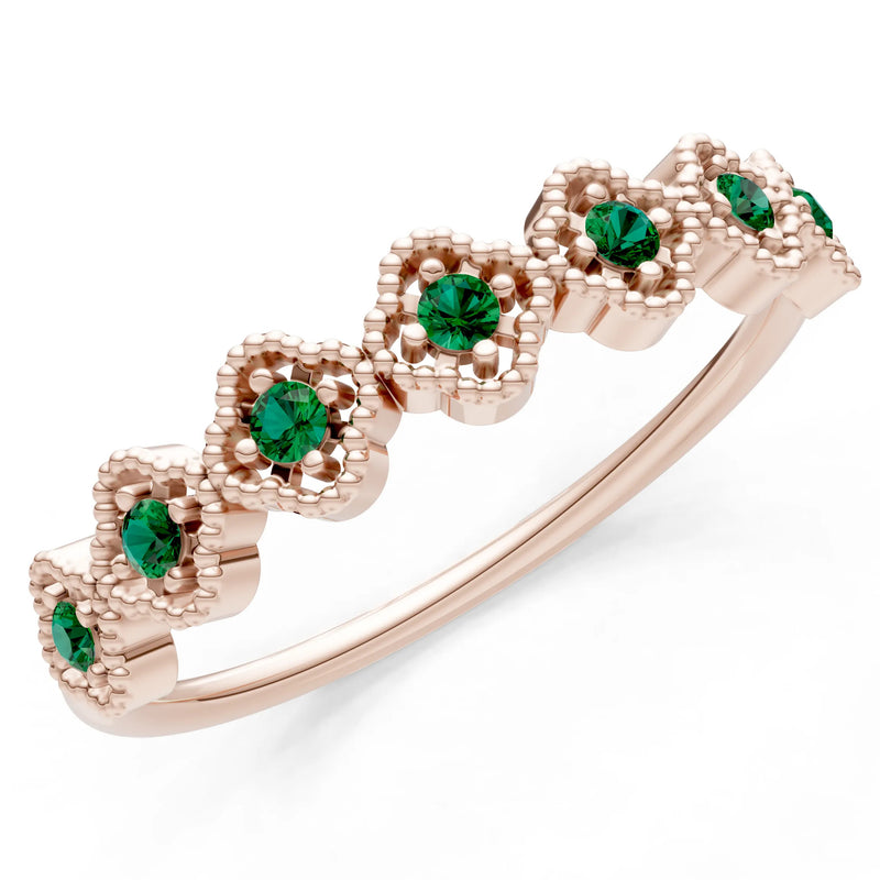 Dainty Floral Cluster 7-Stone Half Band – Round
