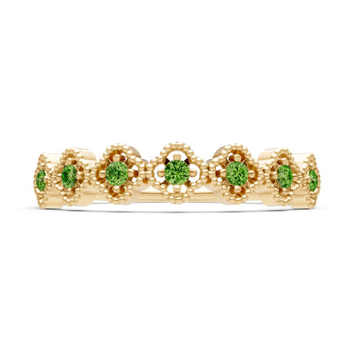 Dainty Floral Cluster 7-Stone Half Band – Round