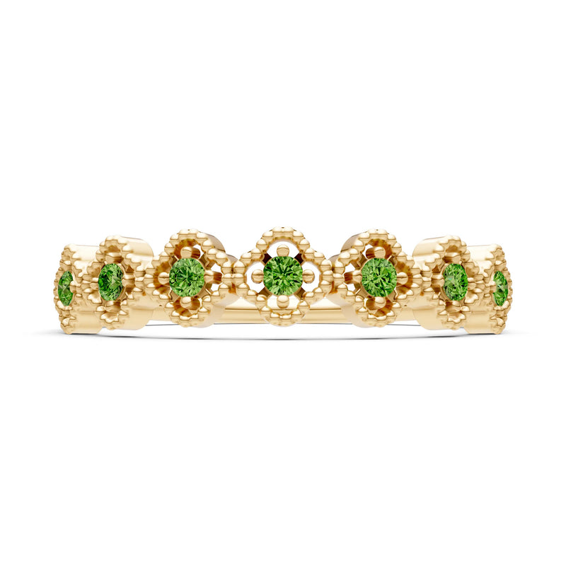 Dainty Floral Cluster 7-Stone Half Band – Round