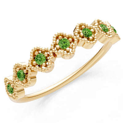 Dainty Floral Cluster 7-Stone Half Band – Round
