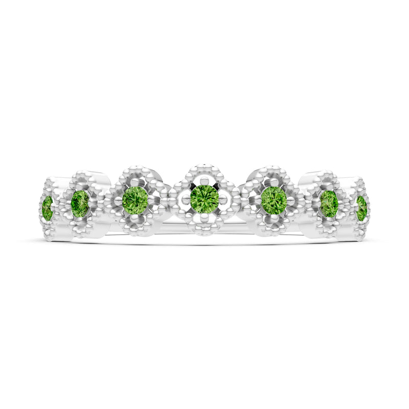 Dainty Floral Cluster 7-Stone Half Band – Round