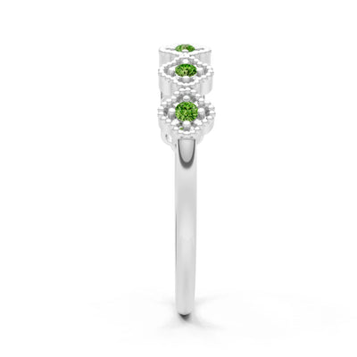 Dainty Floral Cluster 7-Stone Half Band – Round