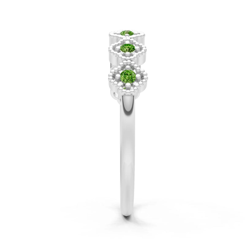 Dainty Floral Cluster 7-Stone Half Band – Round