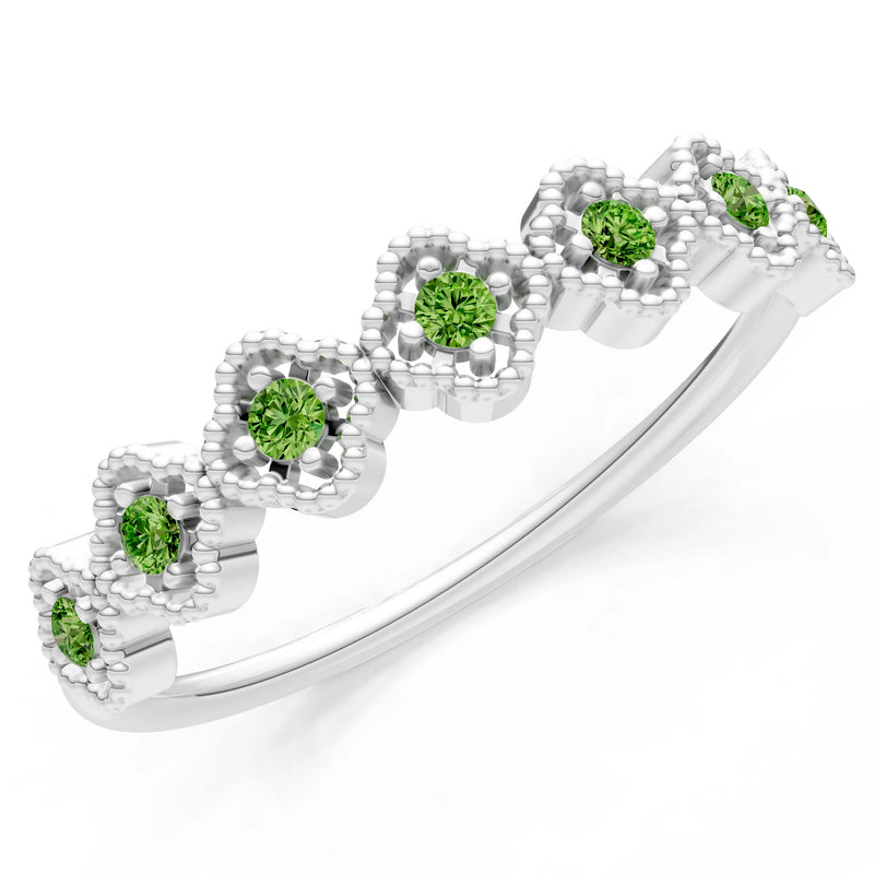 Dainty Floral Cluster 7-Stone Half Band – Round