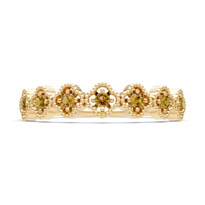 Dainty Floral Cluster 7-Stone Half Band – Round
