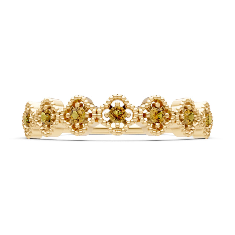 Dainty Floral Cluster 7-Stone Half Band – Round
