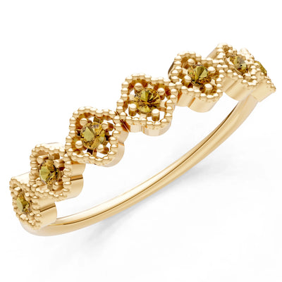 Dainty Floral Cluster 7-Stone Half Band – Round