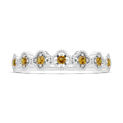 Dainty Floral Cluster 7-Stone Half Band – Round