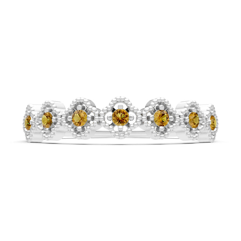 Dainty Floral Cluster 7-Stone Half Band – Round