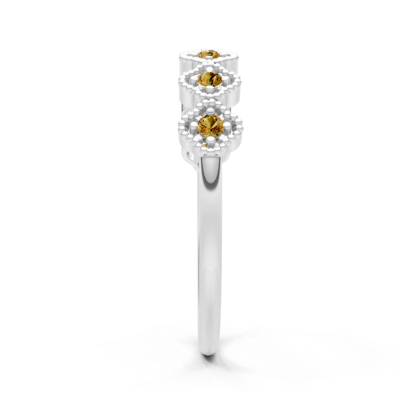 Dainty Floral Cluster 7-Stone Half Band – Round