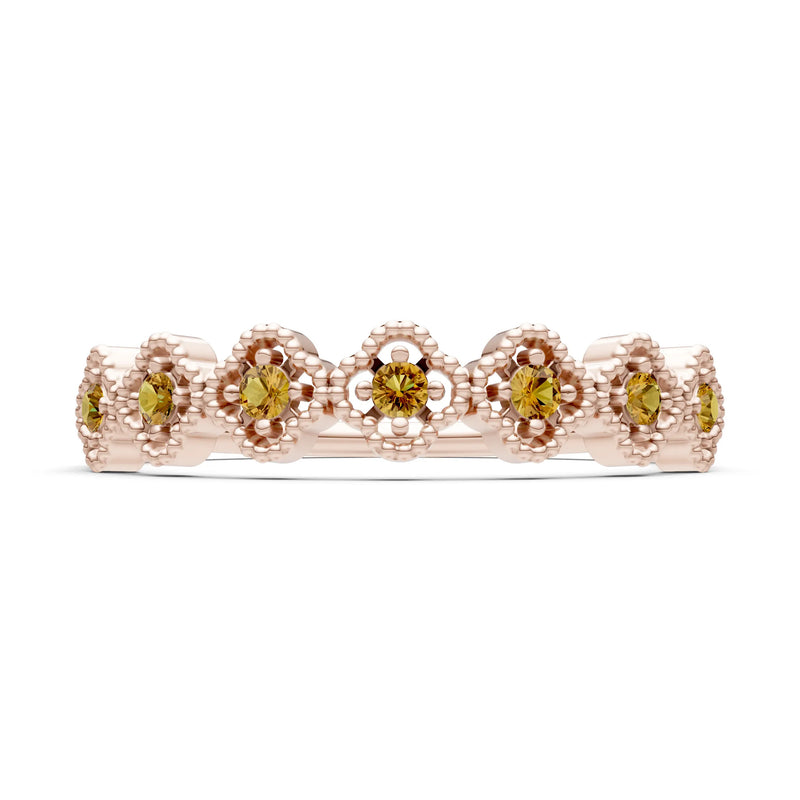 Dainty Floral Cluster 7-Stone Half Band – Round