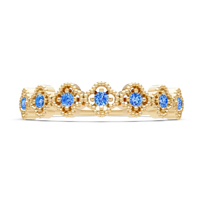 Dainty Floral Cluster 7-Stone Half Band – Round