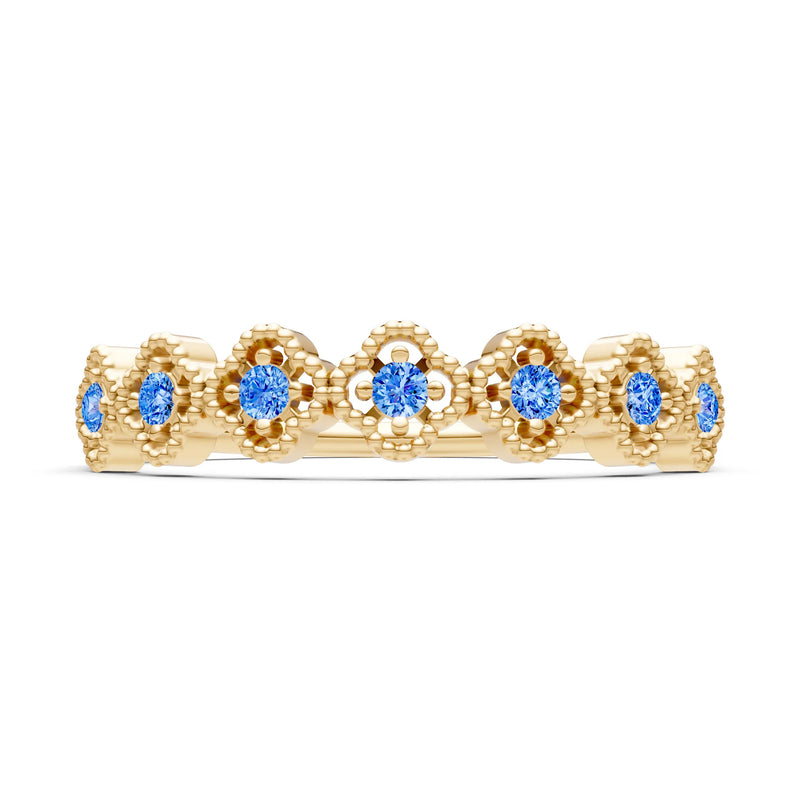 Dainty Floral Cluster 7-Stone Half Band – Round