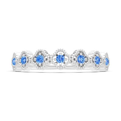 Dainty Floral Cluster 7-Stone Half Band – Round