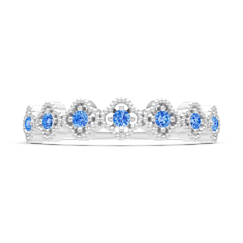 Dainty Floral Cluster 7-Stone Half Band – Round