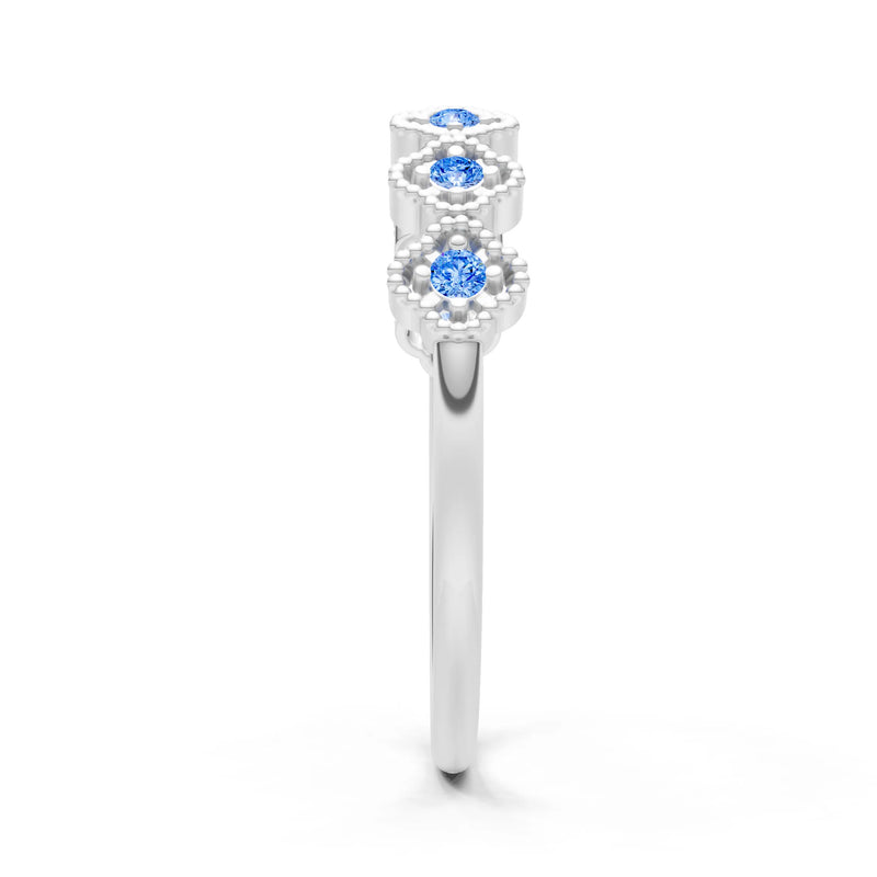 Dainty Floral Cluster 7-Stone Half Band – Round
