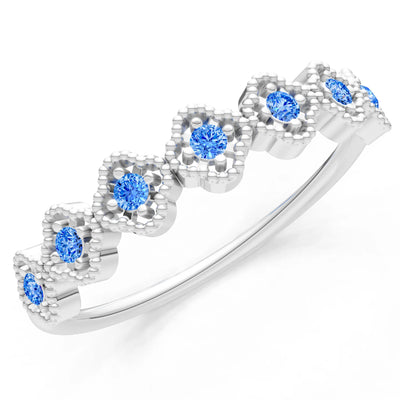 Dainty Floral Cluster 7-Stone Half Band – Round