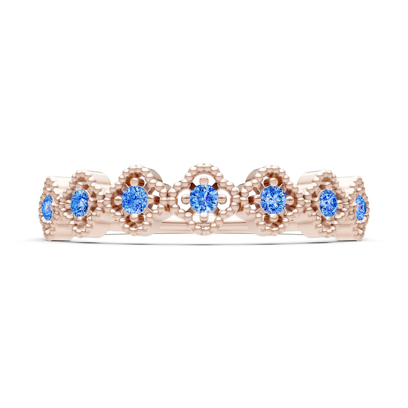 Dainty Floral Cluster 7-Stone Half Band – Round