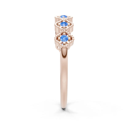 Dainty Floral Cluster 7-Stone Half Band – Round
