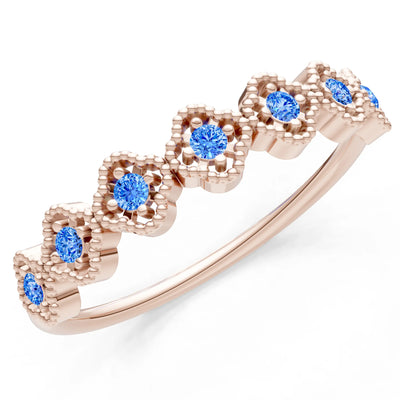 Dainty Floral Cluster 7-Stone Half Band – Round