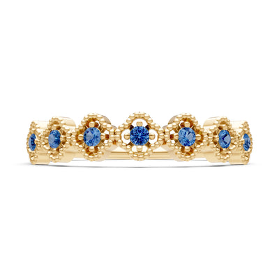 Dainty Floral Cluster 7-Stone Half Band – Round