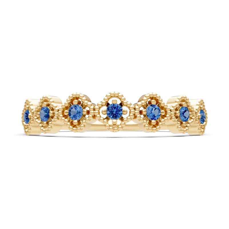 Dainty Floral Cluster 7-Stone Half Band – Round