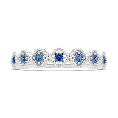Dainty Floral Cluster 7-Stone Half Band – Round