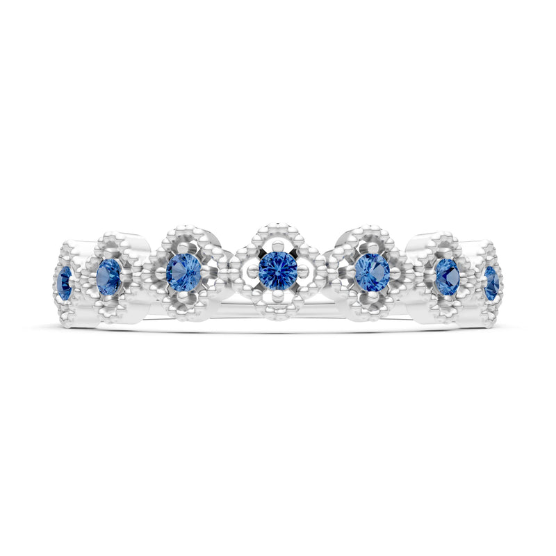 Dainty Floral Cluster 7-Stone Half Band – Round