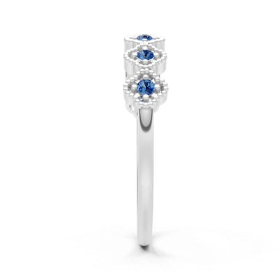 Dainty Floral Cluster 7-Stone Half Band – Round