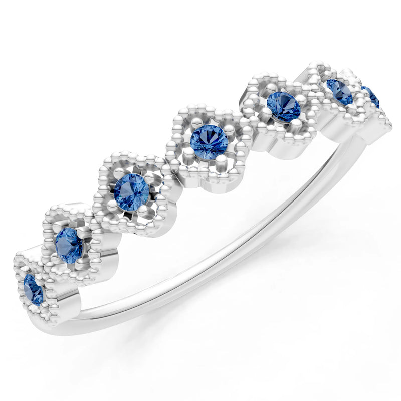 Dainty Floral Cluster 7-Stone Half Band – Round