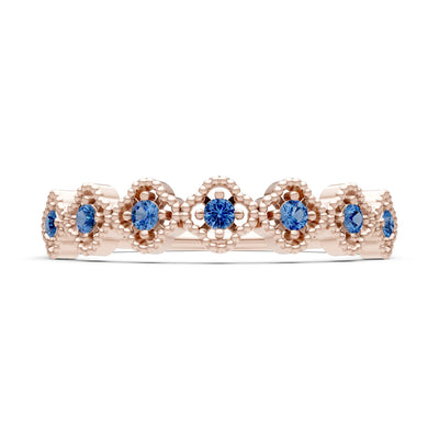 Dainty Floral Cluster 7-Stone Half Band – Round