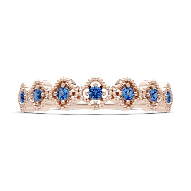 Dainty Floral Cluster 7-Stone Half Band – Round