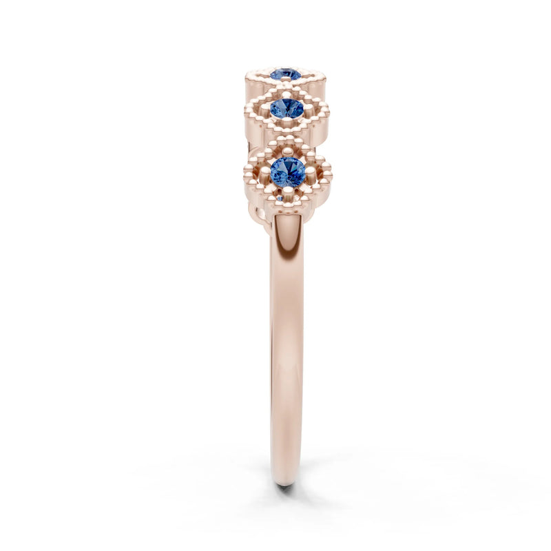 Dainty Floral Cluster 7-Stone Half Band – Round