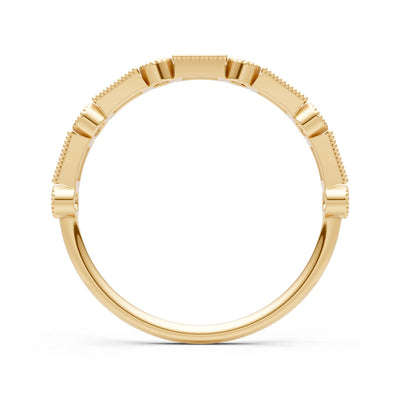 Emerald Dainty Alternating Gemstone Band - Baguette & Round