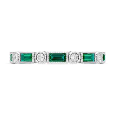 Dainty Alternating Gemstone Band - Baguette & Round
