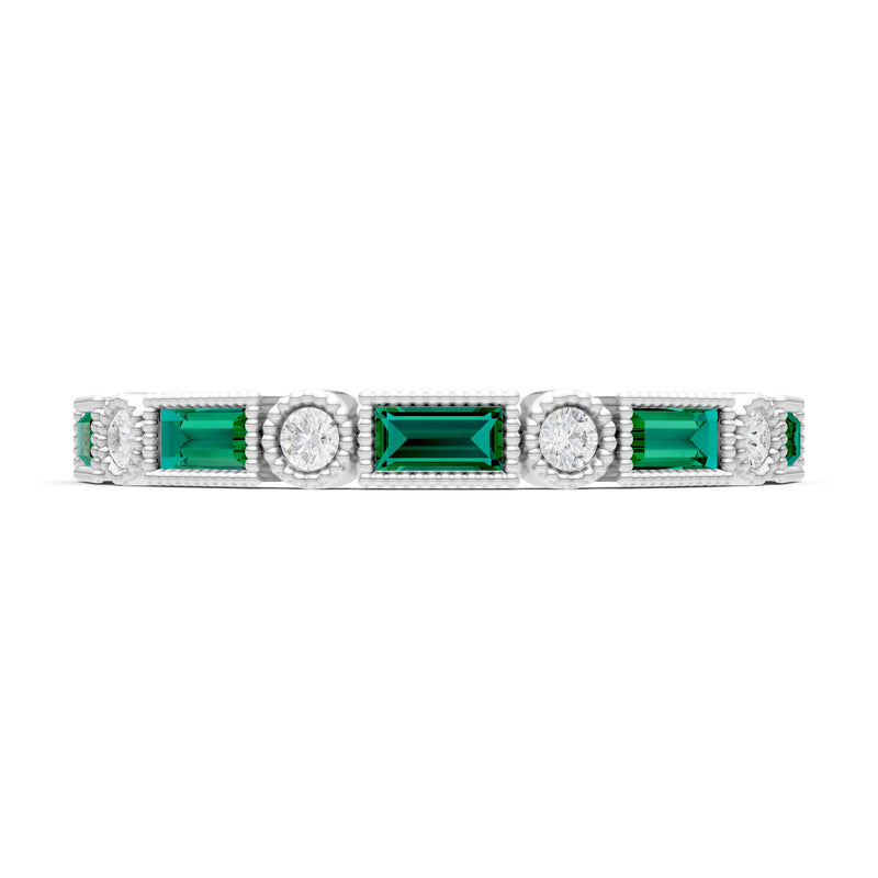 Dainty Alternating Gemstone Band - Baguette & Round