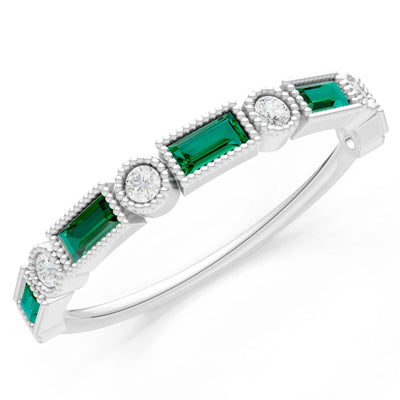 Dainty Alternating Gemstone Band - Baguette & Round