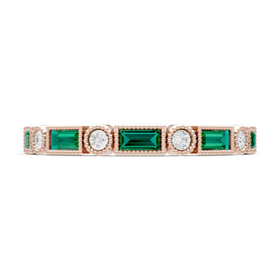 Dainty Alternating Gemstone Band - Baguette & Round