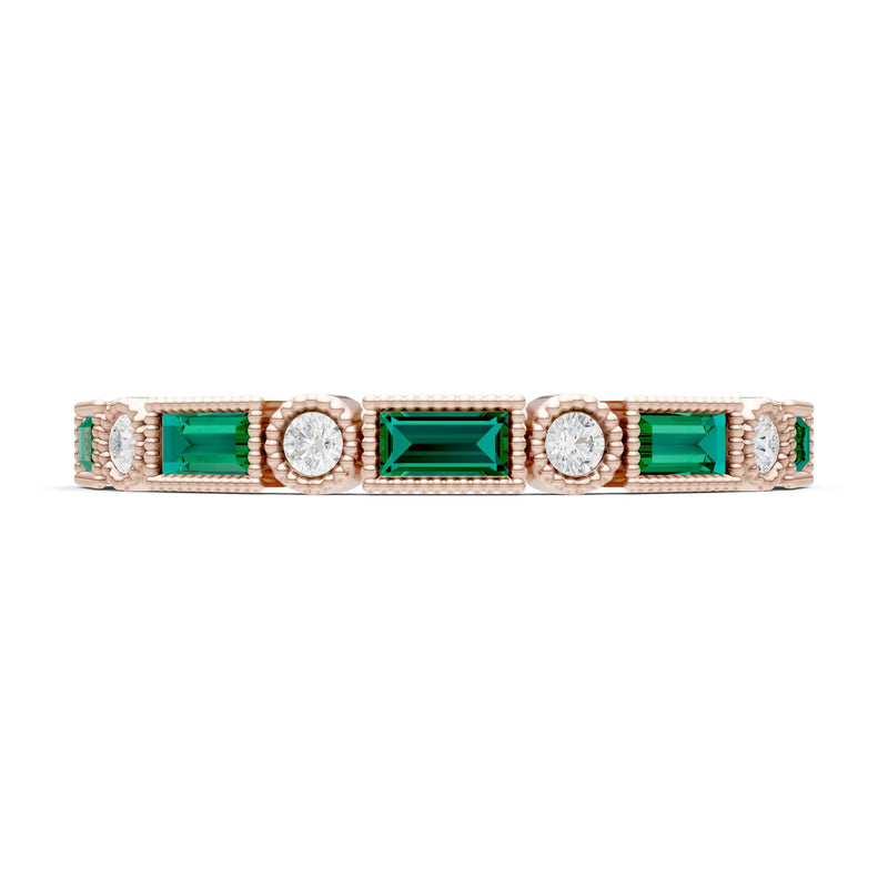 Dainty Alternating Gemstone Band - Baguette & Round